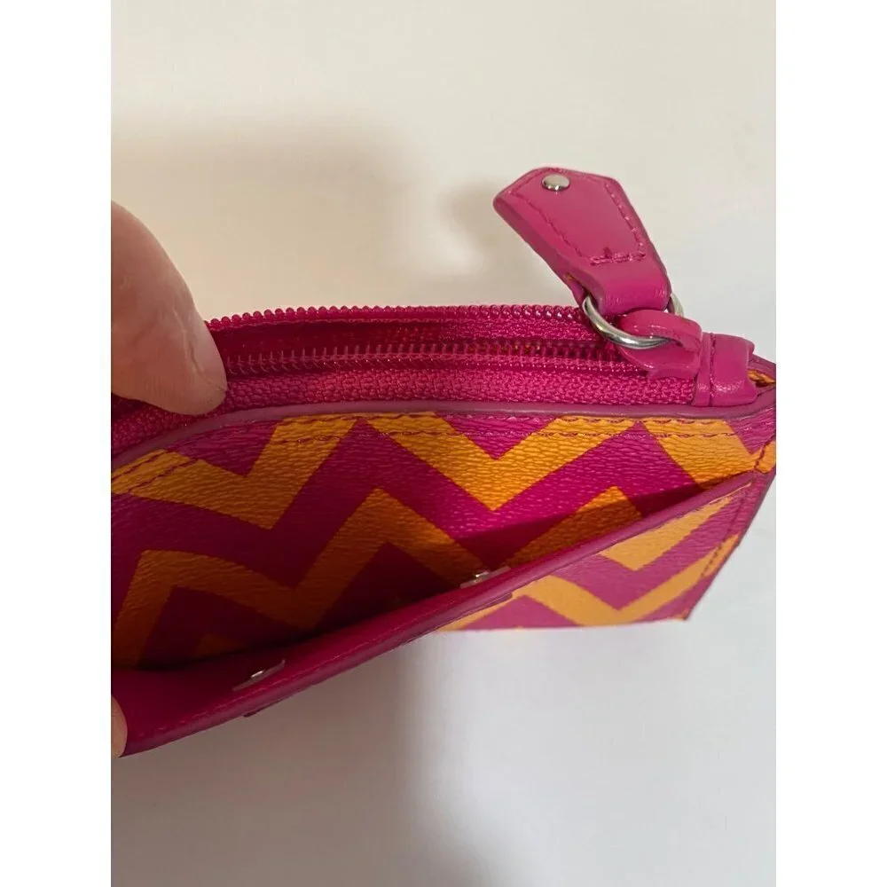 Vera‎ Bradley Keychain Wallet Pink & Orange Chevron Design